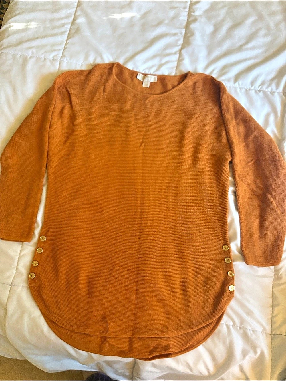 Michael Kors Brown Button-Detail Sweater Size XL